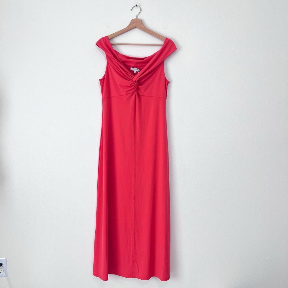 The Occasion by Old Navy Off Shoulder Maxi Dress Coral Red Formal Gown NWT Large - Picture 2 of 9